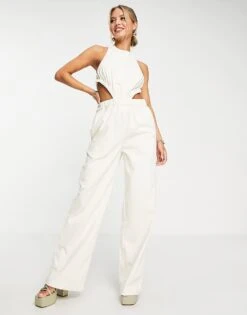 Pretty Lavish Cut Out Jumpsuit In White For Women -Pretty Lavi Clothing Shop 202299116 1 white 1