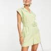 Pretty Lavish Tailored Playsuit In Green For Women -Pretty Lavi Clothing Shop 202299292 1 green