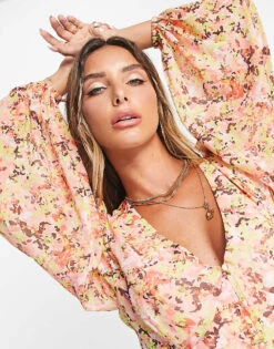 Pretty Lavish Balloon Sleeve Midaxi Dress In Abstract Floral For Women -Pretty Lavi Clothing Shop 202742023 3