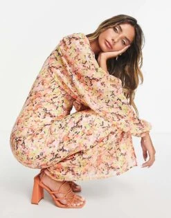 Pretty Lavish Balloon Sleeve Midaxi Dress In Abstract Floral For Women -Pretty Lavi Clothing Shop 202742023 4