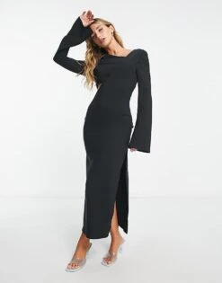 Pretty Lavish Cut-out Long Sleeve Midaxi Dress In Black For Women -Pretty Lavi Clothing Shop 203726424 1 black 1