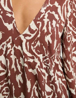 Pretty Lavish Smock Midaxi Dress In Brown Abstract Zebra Print For Women Brown Zebra -Pretty Lavi Clothing Shop 204353708 3