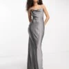 Pretty Lavish Keisha Cowl Neck Satin Maxi Dress In Slate Grey For Women -Pretty Lavi Clothing Shop 204353770 1 slategrey