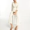Pretty Lavish Tie Waist Utility Jumpsuit In Cream For Women -Pretty Lavi Clothing Shop 204362421 1 cream