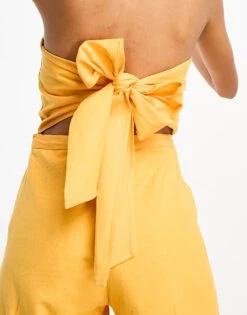 Pretty Lavish Bandeau Jumpsuit With Pockets In Orange For Women -Pretty Lavi Clothing Shop 204362475 3