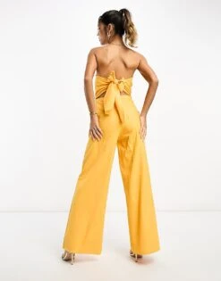 Pretty Lavish Bandeau Jumpsuit With Pockets In Orange For Women -Pretty Lavi Clothing Shop 204362475 4
