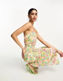 Pretty Lavish Bandeau Ruched Midaxi Dress In Mixed Floral For Women -Pretty Lavi Clothing Shop 204498057 1 mixedfloral 1