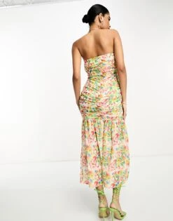 Pretty Lavish Bandeau Ruched Midaxi Dress In Mixed Floral For Women -Pretty Lavi Clothing Shop 204498057 2