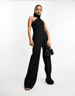 Pretty Lavish Scarf Jumpsuit In Black For Women -Pretty Lavi Clothing Shop 205247734 1 black 1