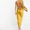 Pretty Lavish Satin Scarf Midaxi Dress In Saffron Yellow For Women -Pretty Lavi Clothing Shop 205247787 1 saffron