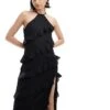 Pretty Lavish Katy Ruffle Midaxi Dress In Black For Women -Pretty Lavi Clothing Shop 205357146 1 black