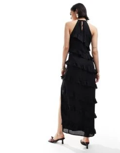 Pretty Lavish Katy Ruffle Midaxi Dress In Black For Women -Pretty Lavi Clothing Shop 205357146 3