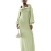 Pretty Lavish Bridesmaid Balloon Sleeve Maxi Dress In Olive For Women -Pretty Lavi Clothing Shop 205508385 1 olive