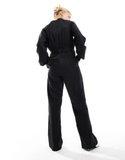 Pretty Lavish Balloon Sleeve Utility Jumpsuit In Black For Women -Pretty Lavi Clothing Shop 205508440 3