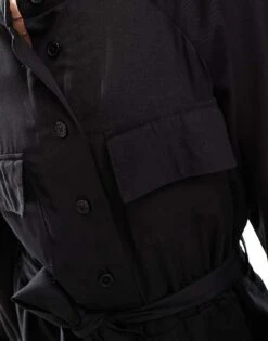 Pretty Lavish Balloon Sleeve Utility Jumpsuit In Black For Women -Pretty Lavi Clothing Shop 205508440 4