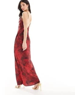 Pretty Lavish Keisha Cowl Neck Maxi Dress In Deep Red Floral For Women Dark Red Floral -Pretty Lavi Clothing Shop 205508479 3