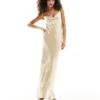 Pretty Lavish Bridesmaid Keisha Satin Cowl Neck Maxi Dress In Matte Gold For Women -Pretty Lavi Clothing Shop 205508571 1 mattegold