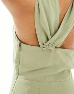 Pretty Lavish Bridesmaid Drape Neck Maxi Dress In Olive For Women -Pretty Lavi Clothing Shop 205508600 3