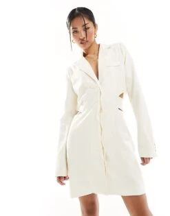 Pretty Lavish Cut-out Blazer Mini Dress In Cream For Women -Pretty Lavi Clothing Shop 205508866 1 cream 1