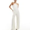 Pretty Lavish Halterneck Wide Leg Satin Jumpsuit In Oyster For Women -Pretty Lavi Clothing Shop 205509202 1 oyster