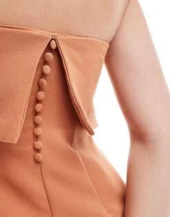 Pretty Lavish Bridesmaid Bandeau Overlay Maxi Dress In Cinnamon For Women -Pretty Lavi Clothing Shop 205755767 2