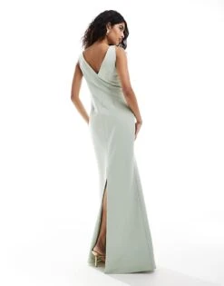 Pretty Lavish Bridesmaid Crepe Maxi Dress In Sage For Women -Pretty Lavi Clothing Shop 205755821 3