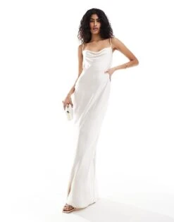 Pretty Lavish Bridal Keisha Cowl Neck Satin Maxi Dress In Ivory For Women -Pretty Lavi Clothing Shop 205756073 1 ivory 1