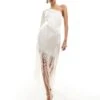 Pretty Lavish Hen One Shoulder Fringed Midaxi Dress In Ivory For Women -Pretty Lavi Clothing Shop 205847632 1 ivory