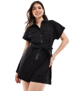 Pretty Lavish Utility Playsuit In Black For Women -Pretty Lavi Clothing Shop 205872342 3