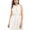 Pretty Lavish Cut-out Cotton Mini Dress In Cream For Women -Pretty Lavi Clothing Shop 205872375 1 cream