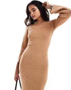 Pretty Lavish Off Shoulder Knit Maxi Dress In Terracotta For Women -Pretty Lavi Clothing Shop 205872407 1 terracotta 1