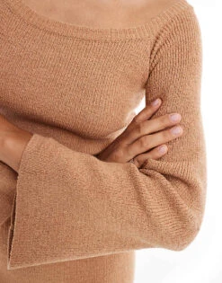 Pretty Lavish Off Shoulder Knit Maxi Dress In Terracotta For Women -Pretty Lavi Clothing Shop 205872407 4