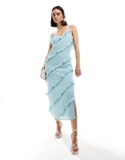 Pretty Lavish Ruffle Midaxi Dress In Seaspray Blue For Women -Pretty Lavi Clothing Shop 205872421 1 seasprayblue 1