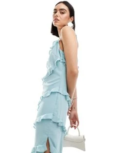 Pretty Lavish Ruffle Midaxi Dress In Seaspray Blue For Women -Pretty Lavi Clothing Shop 205872421 4
