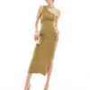 Pretty Lavish One Shoulder Fine Knit Midaxi Dress In Dark Olive For Women -Pretty Lavi Clothing Shop 205872451 1 darkolive