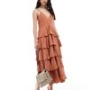 Pretty Lavish Textured Tiered Midaxi Dress In Tan Blush For Women -Pretty Lavi Clothing Shop 205899511 1 tanblush