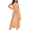 Pretty Lavish Crochet Knit Midaxi Dress In Apricot For Women -Pretty Lavi Clothing Shop 205899549 1 apricot