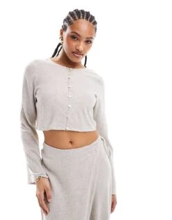 Pretty Lavish Linen Button Up Top Co-ord In Stone For Women