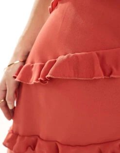 Pretty Lavish Ruffle Midaxi Dress In Dusky Rose For Women -Pretty Lavi Clothing Shop 205899614 4