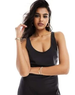 Pretty Lavish Satin Slip Midi Dress In Black For Women -Pretty Lavi Clothing Shop 205899710 3