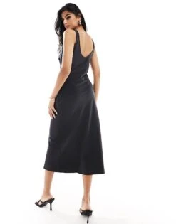 Pretty Lavish Satin Slip Midi Dress In Black For Women -Pretty Lavi Clothing Shop 205899710 4
