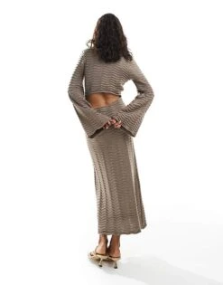 Pretty Lavish V-neck Fine Knit Maxi Dress In Stone For Women -Pretty Lavi Clothing Shop 205899726 2