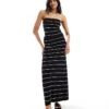 Pretty Lavish Knit Maxi Skirt Co-ord In Monchrome Stripe For Women Black/cream -Pretty Lavi Clothing Shop 205915334 1 blackcream