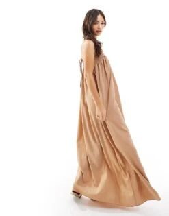 Pretty Lavish Strappy Oversized Midaxi Dress In Biscuit For Women -Pretty Lavi Clothing Shop 205915429 2