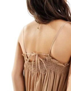 Pretty Lavish Strappy Oversized Midaxi Dress In Biscuit For Women -Pretty Lavi Clothing Shop 205915429 4