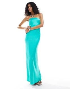 Pretty Lavish Hammered Satin Maxi Dress In Jade Green For Women -Pretty Lavi Clothing Shop 205915453 4