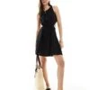 Pretty Lavish Linen Cut-out Mini Dress In Black For Women