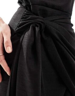 Pretty Lavish Textured Wrap Mini Dress In Black For Women -Pretty Lavi Clothing Shop 205915560 4