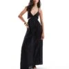 Pretty Lavish Linen Blend Cut-out Maxi Dress In Black For Women -Pretty Lavi Clothing Shop 205915617 1 black