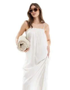 Pretty Lavish Strappy Oversized Midaxi Dress In Cream For Women -Pretty Lavi Clothing Shop 205915625 2
